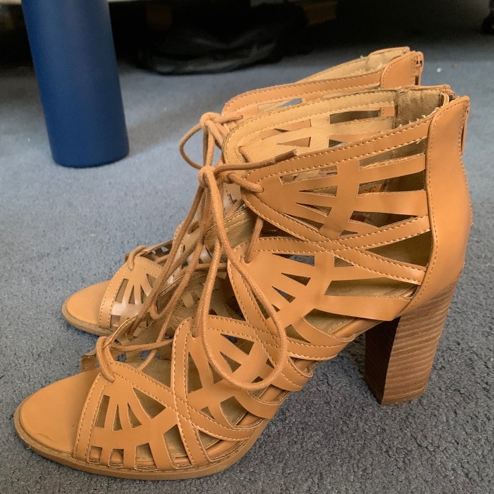 Tan heeled sandals